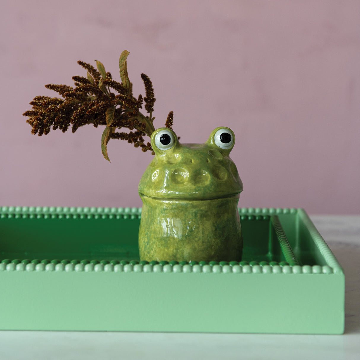 Hand-Painted Ceramic Frog Vase