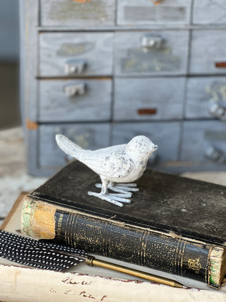 Distressed Cast Iron White Songbirds