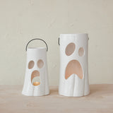 Ceramic Ghost Face Lantern with Metal Handle