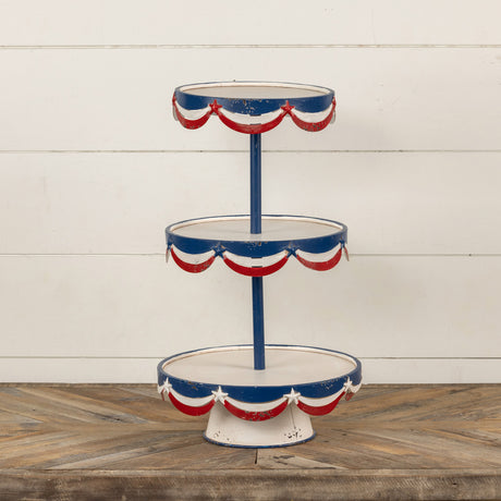 Patriotic Three-Tier Metal Serving Tray