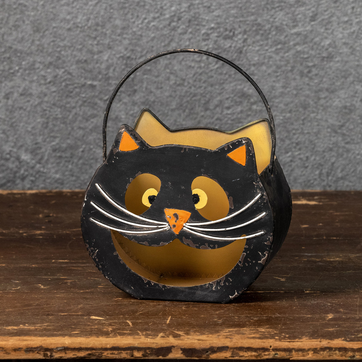 Retro Black Cat Halloween Bucket with Handle | 2 Sizes