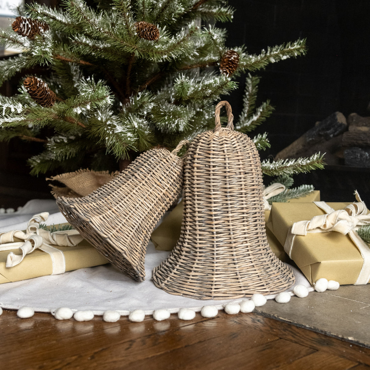 Handwoven Rattan Holiday Bells