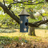 Blue & White Stars Firework Hanging Birdhouse