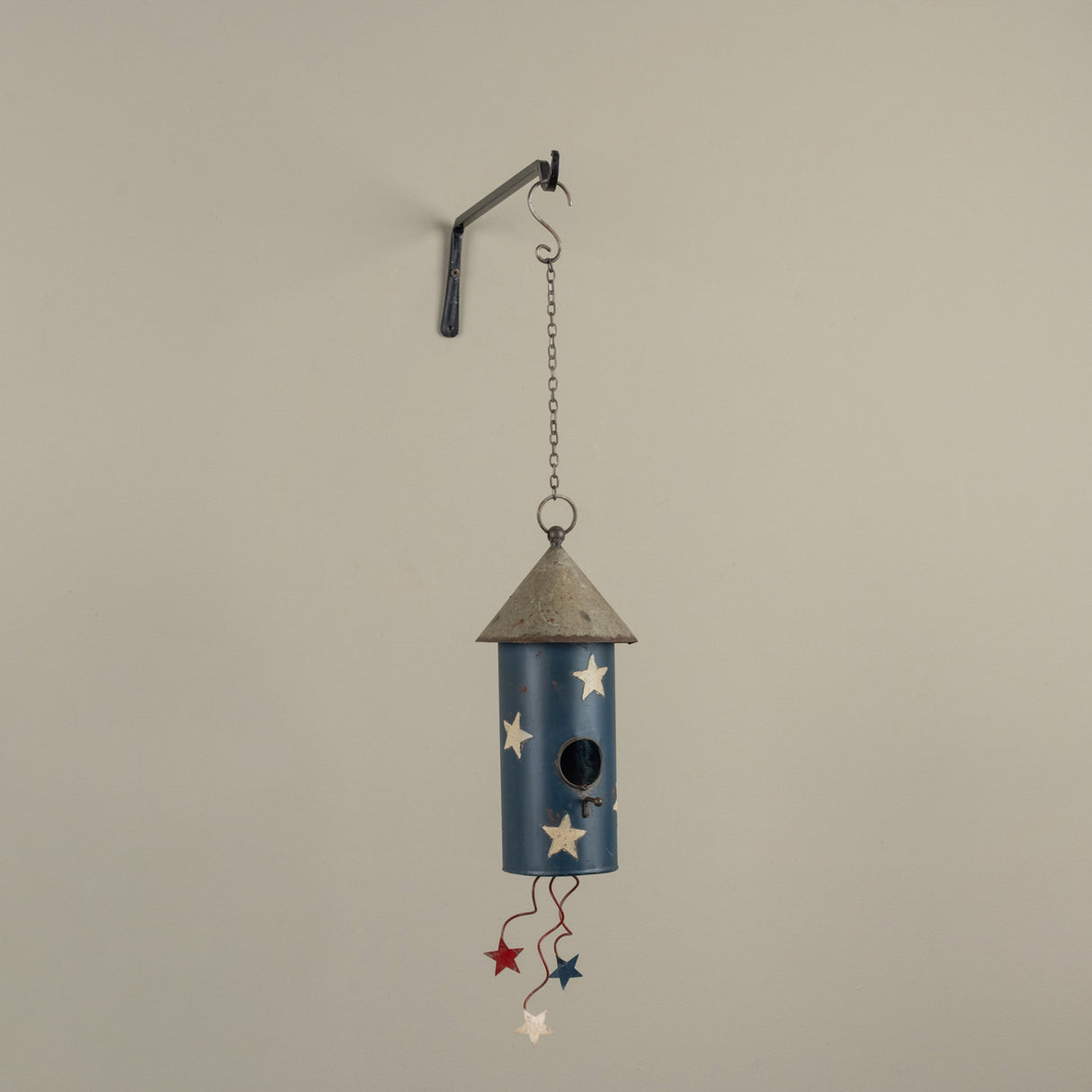 Blue & White Stars Firework Hanging Birdhouse