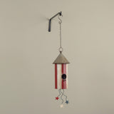 Red & White Striped Firework Hanging Birdhouse