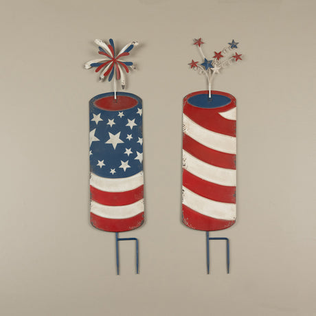 Patriotic Firework Garden Stake