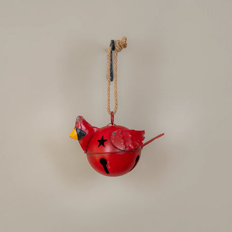Metal Cardinal Bell with Rope Hanger