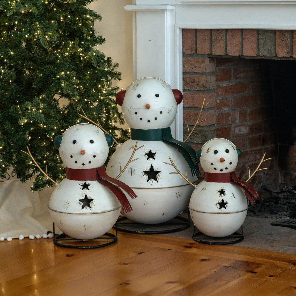 Metal Bell Snowman Figurine