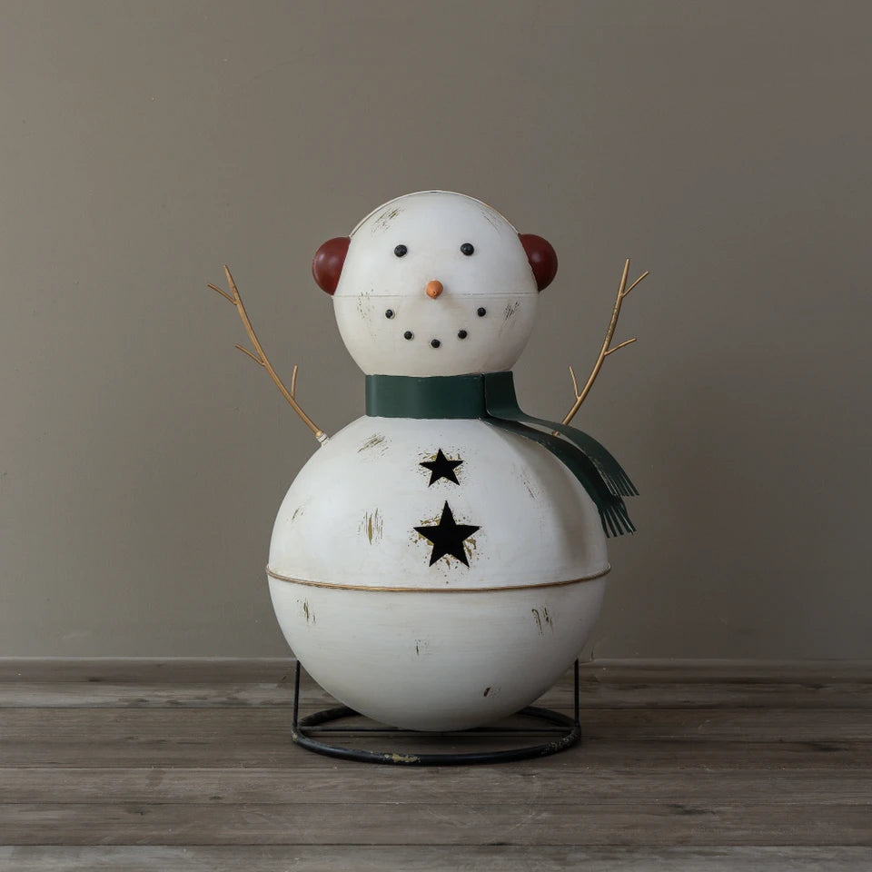 Metal Bell Snowman Figurine