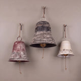 Oversized Aged Metal Bells with Rope Hanger