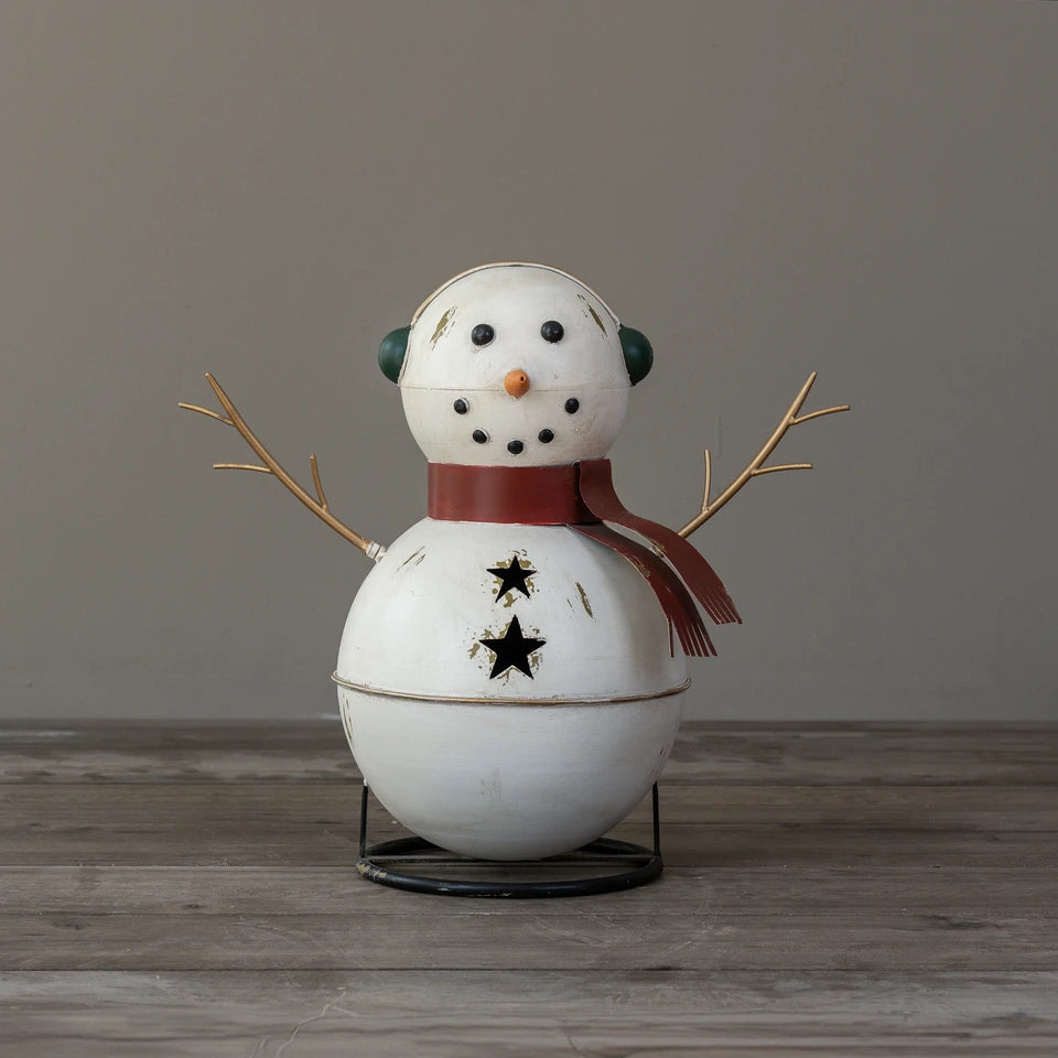 Metal Bell Snowman Figurine