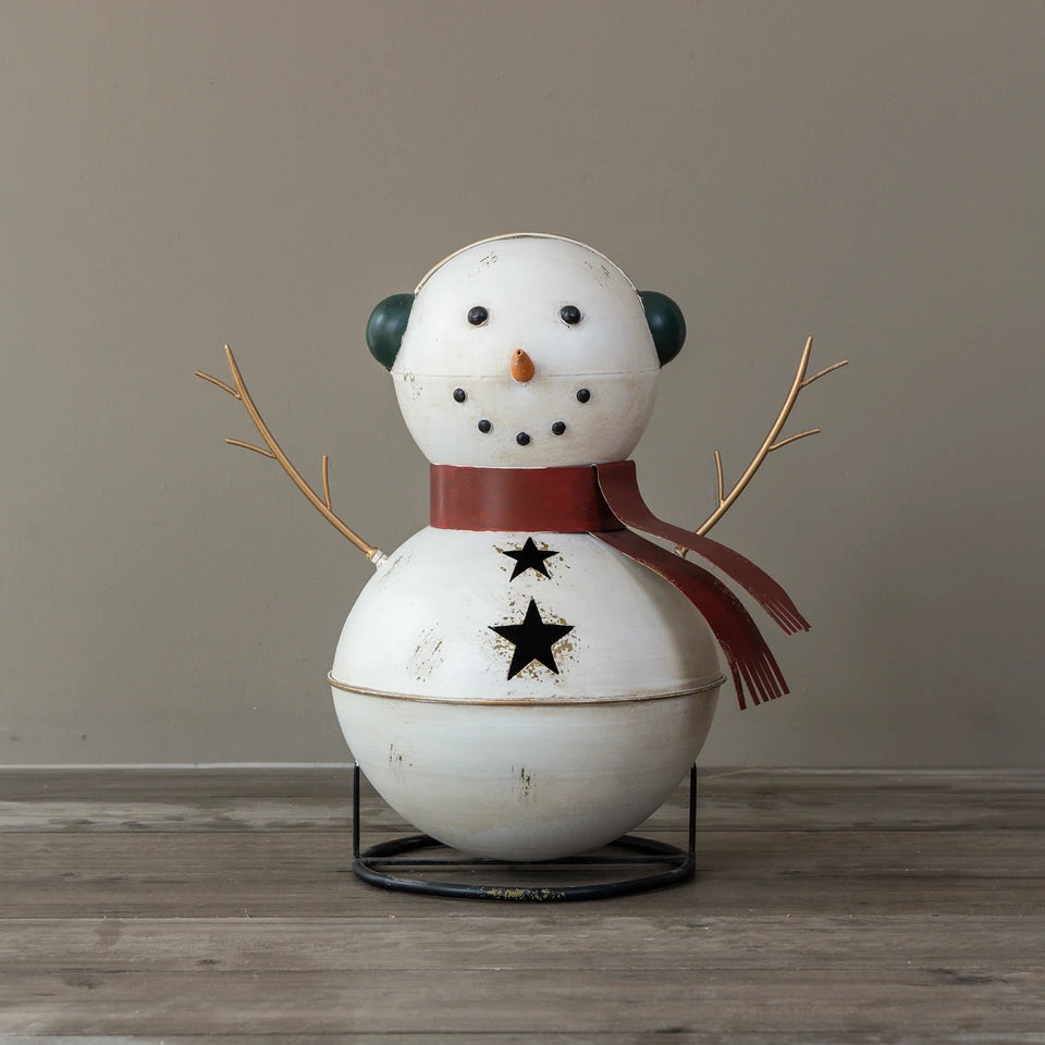 Metal Bell Snowman Figurine
