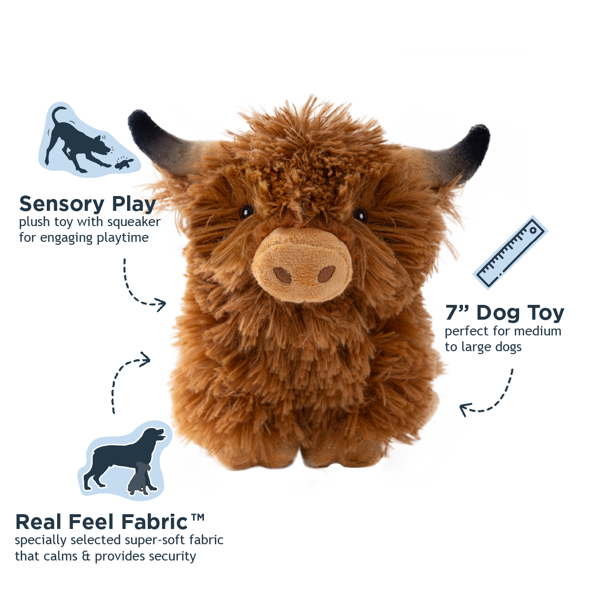 Highland Cow Plush Squeaker Dog Toy