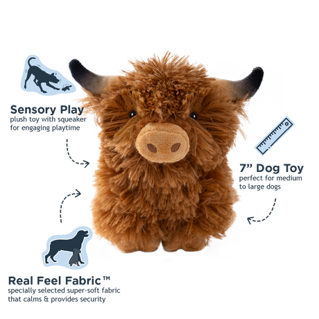 Highland Cow Plush Squeaker Dog Toy