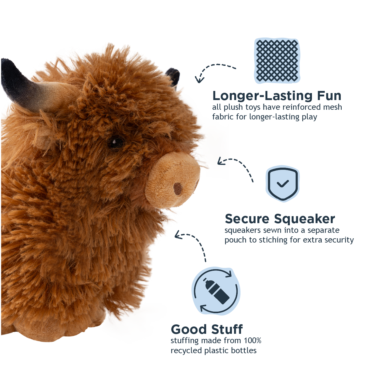Highland Cow Plush Squeaker Dog Toy