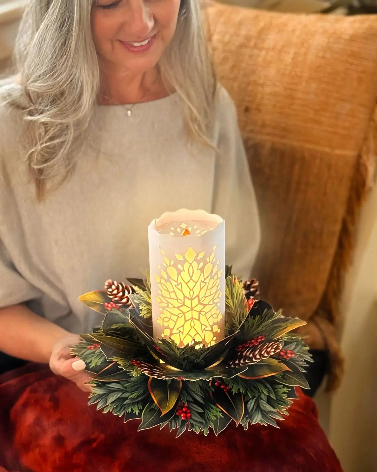 Glowing Holiday Candle Pop-Up Card | FreshCut Paper