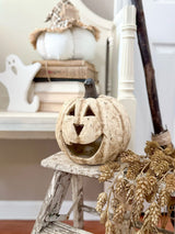 White Big Mouth Jack O'Lantern Resin Mache Pumpkins
