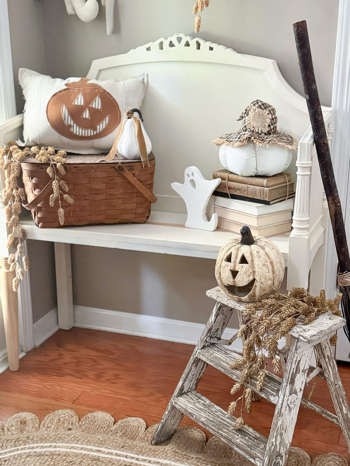 White Big Mouth Jack O'Lantern Resin Mache Pumpkins