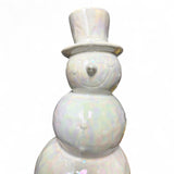 Pearlescent Glossy Ceramic Snowman Figurine | 2 Sizes