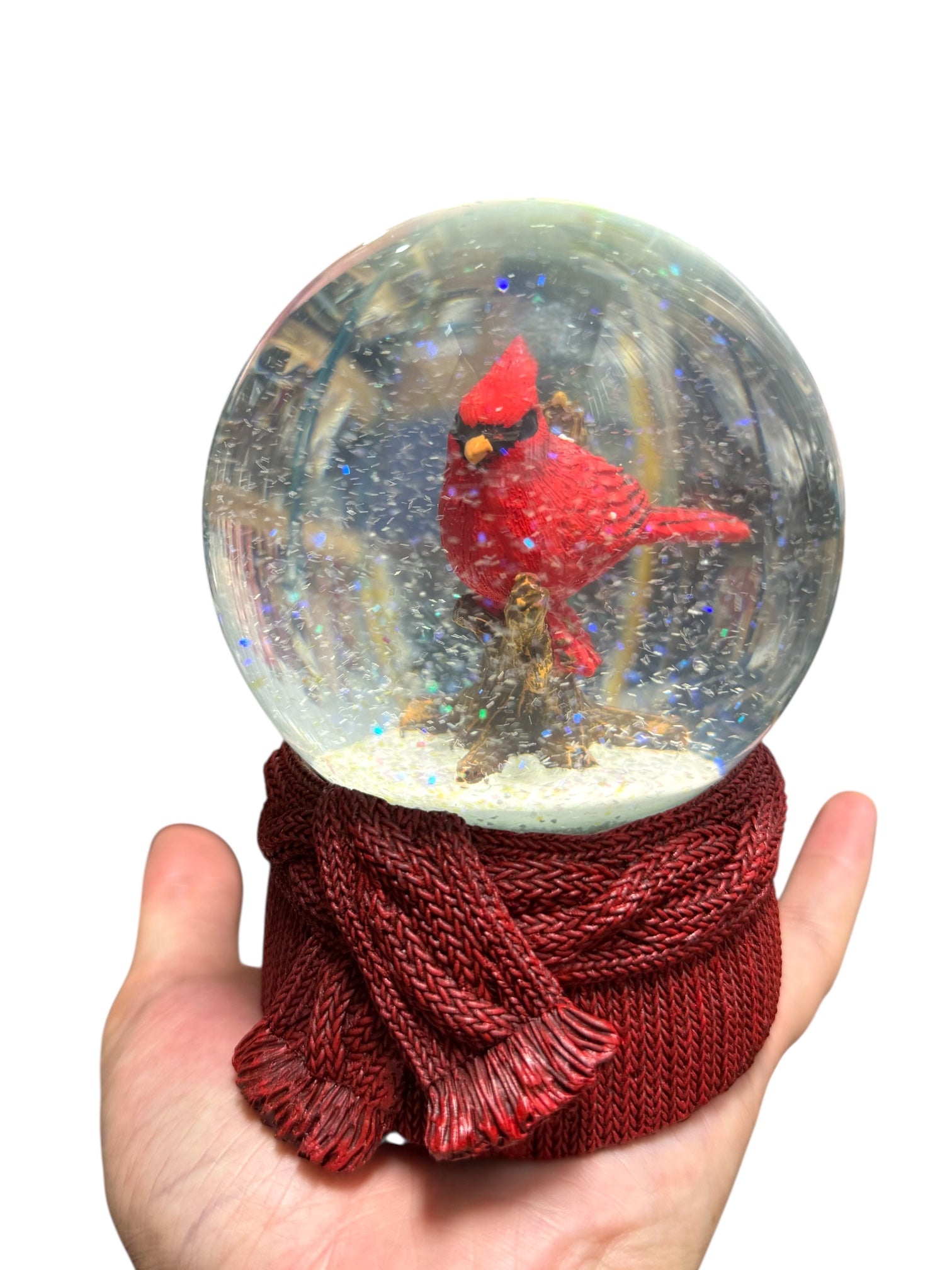 Rust and Cinder Cardinal Christmas Snow Globe - Thumbnail 3