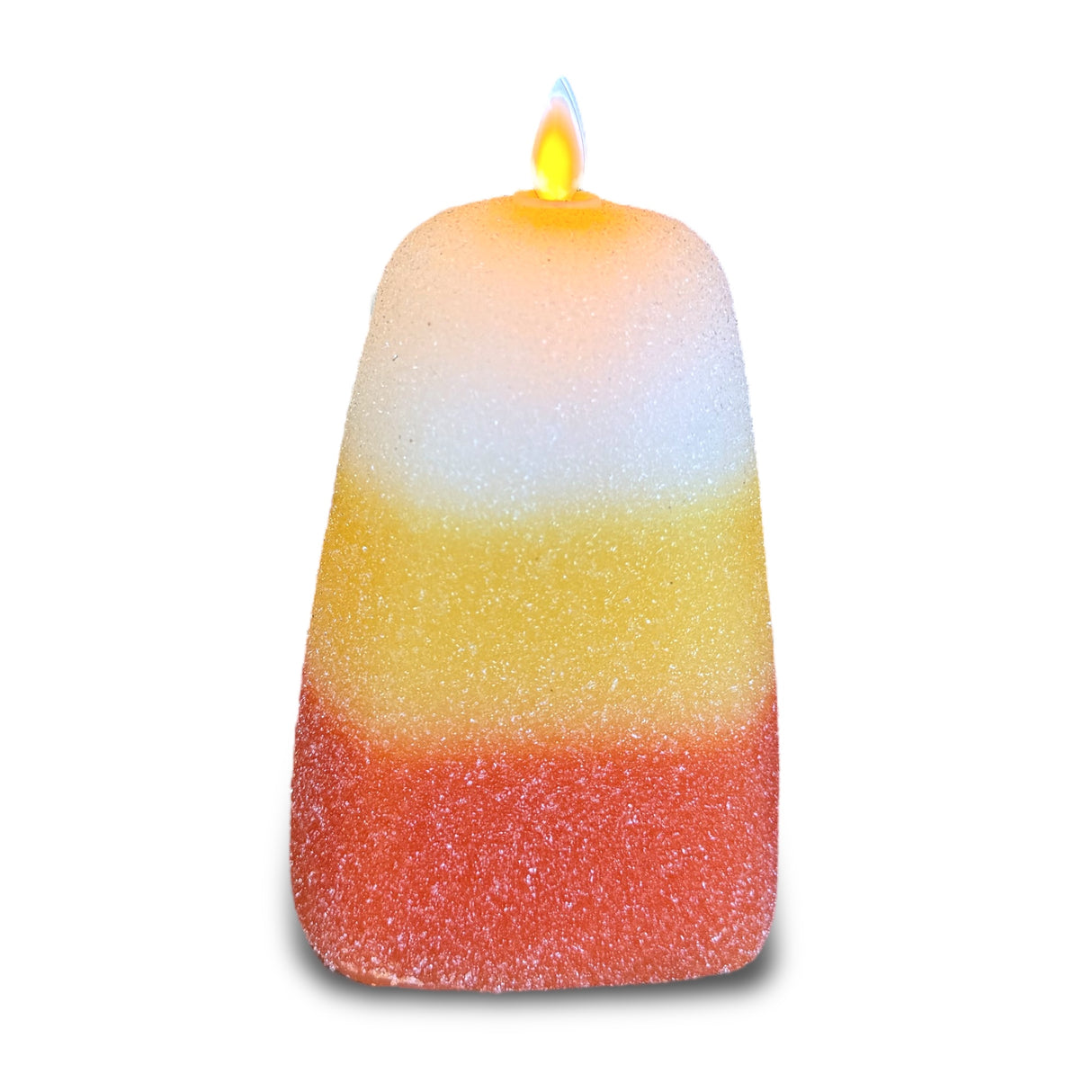 Frosted Candy Corn Moving Flame LED Wax Candle
