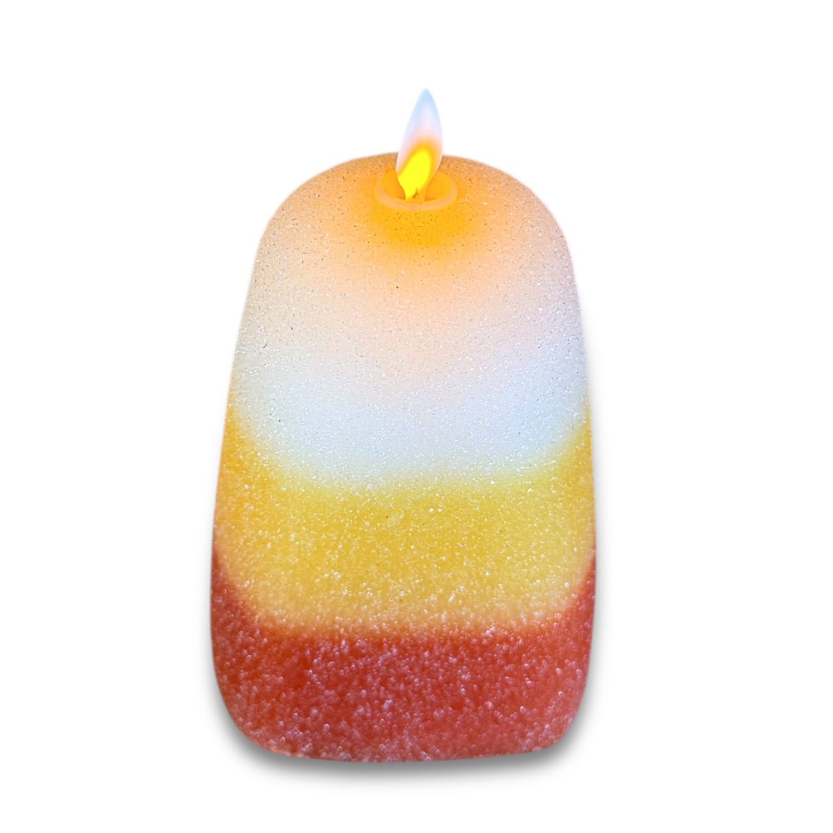 Frosted Candy Corn Moving Flame LED Wax Candle