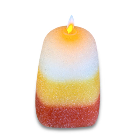 Frosted Candy Corn Moving Flame LED Wax Candle