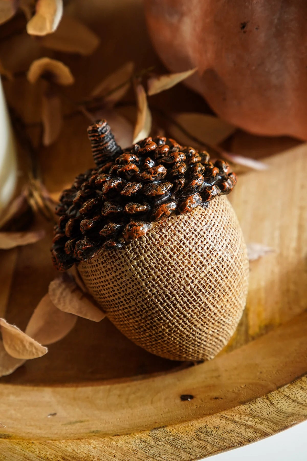Light Brown Resin Acorn with Pinecone Top