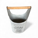 Metal Coal Bucket with Wood Handle