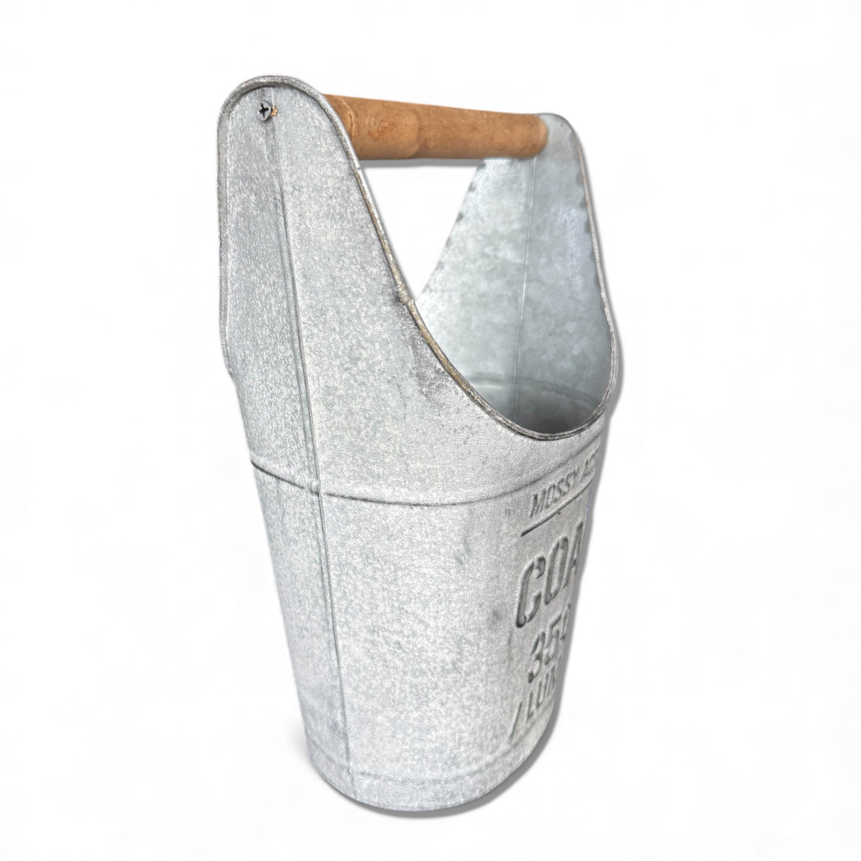 Metal Coal Bucket with Wood Handle