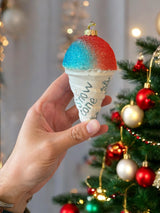 Glass Snow Cone Ornament with Snowflakes & Glitter