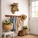 Antique Gold Aluminum Cow Head Wall Décor with Beret