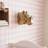 Brass Finish Cast Aluminum Hippo Head with Eyeglasses Wall Mount