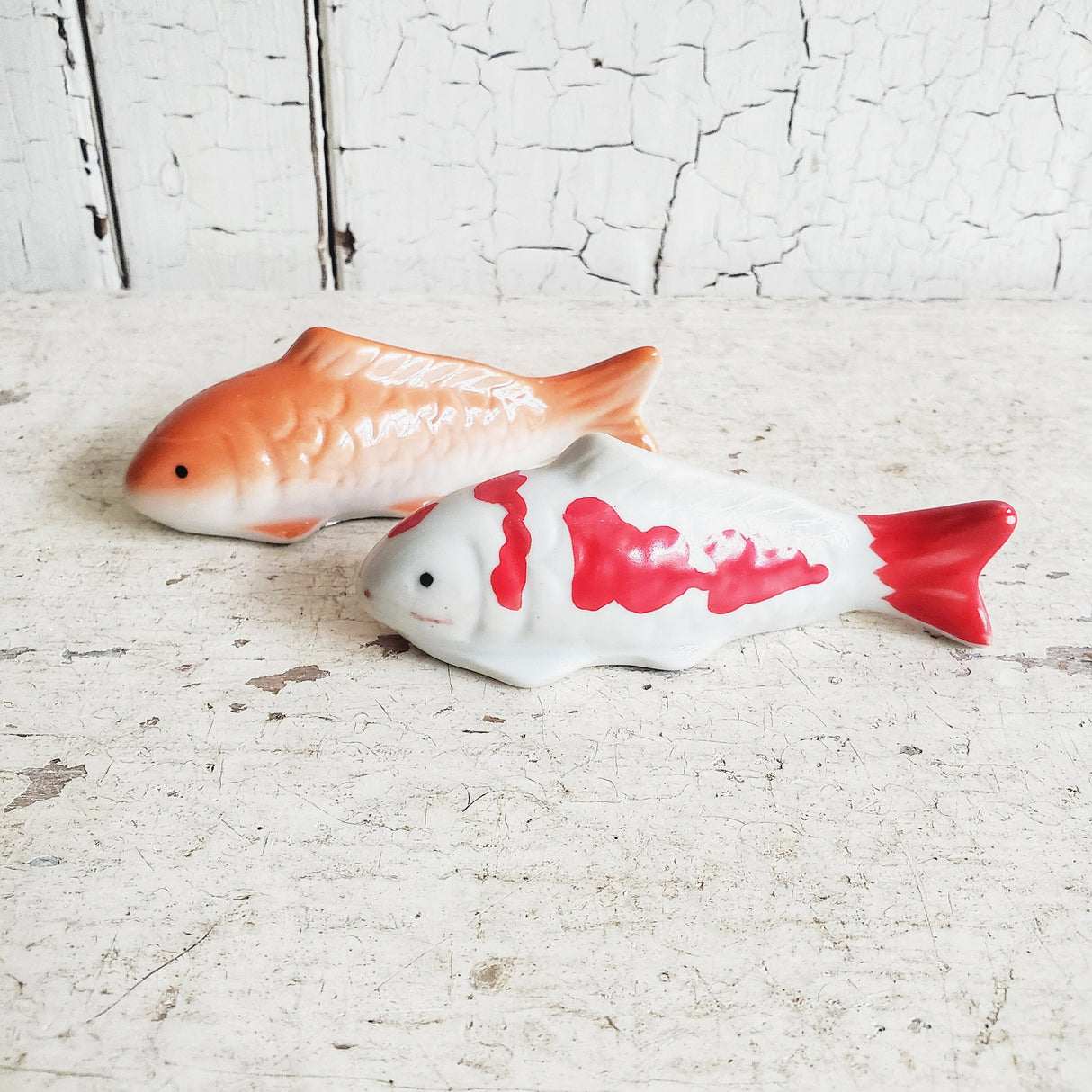 Stoneware Floating Orange & Red Koi Fish