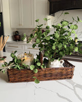Hand-Woven Reed Market Basket with Handle