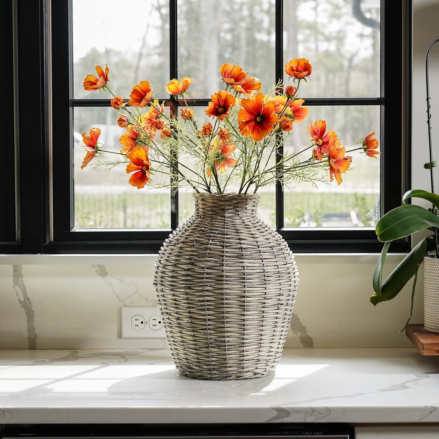 Handwoven Wicker Willow Vase - Thumbnail 4