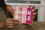 Nashville Pink Beaded Coin Pouch with Pom-Pom Zipper