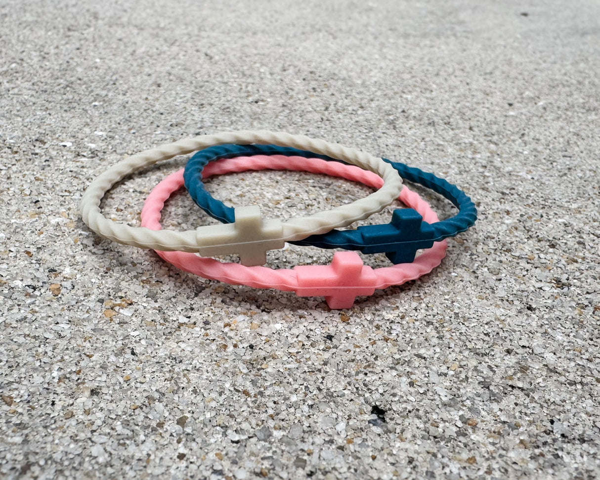 Cotton & Coral Infinity Cross Silicone Bracelet Set