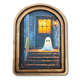 Ghost on Porch Arch Top Framed Canvas Artwork