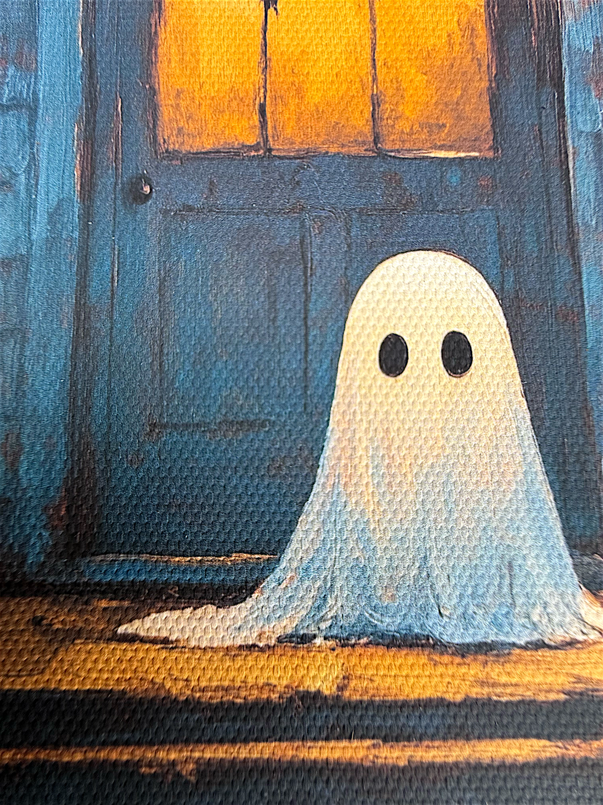 Ghost on Porch Arch Top Framed Canvas Artwork
