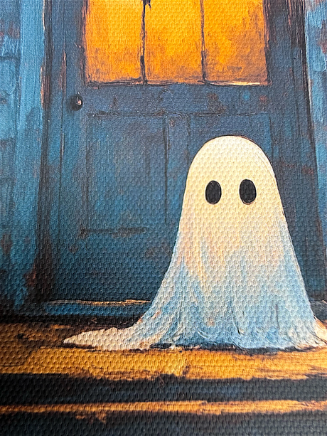 Ghost on Porch Arch Top Framed Canvas Artwork