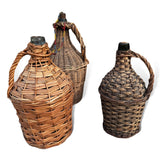 Vintage Wicker Covered Demijohn Wine Bottles