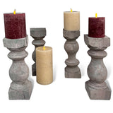 Distressed Egyptian Wood Baluster Candleholders