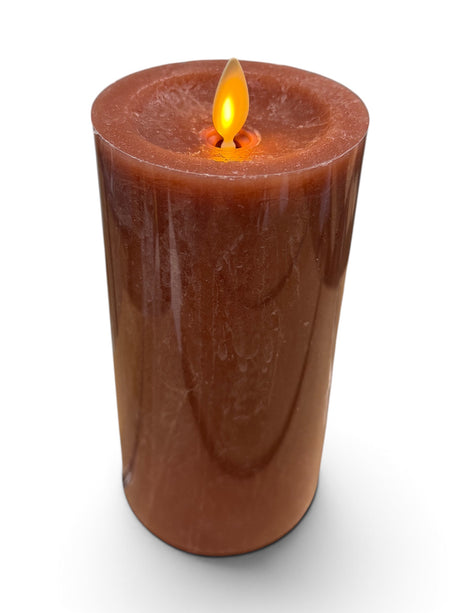 Rust Brown Seaglass Wax Luminara Flameless Pillar Candle