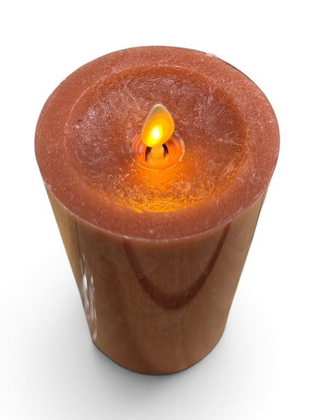 Rust Brown Seaglass Wax Luminara Flameless Pillar Candle