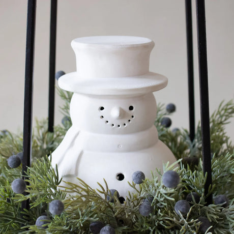 White Terracotta Snowman Figurine | 2 Sizes