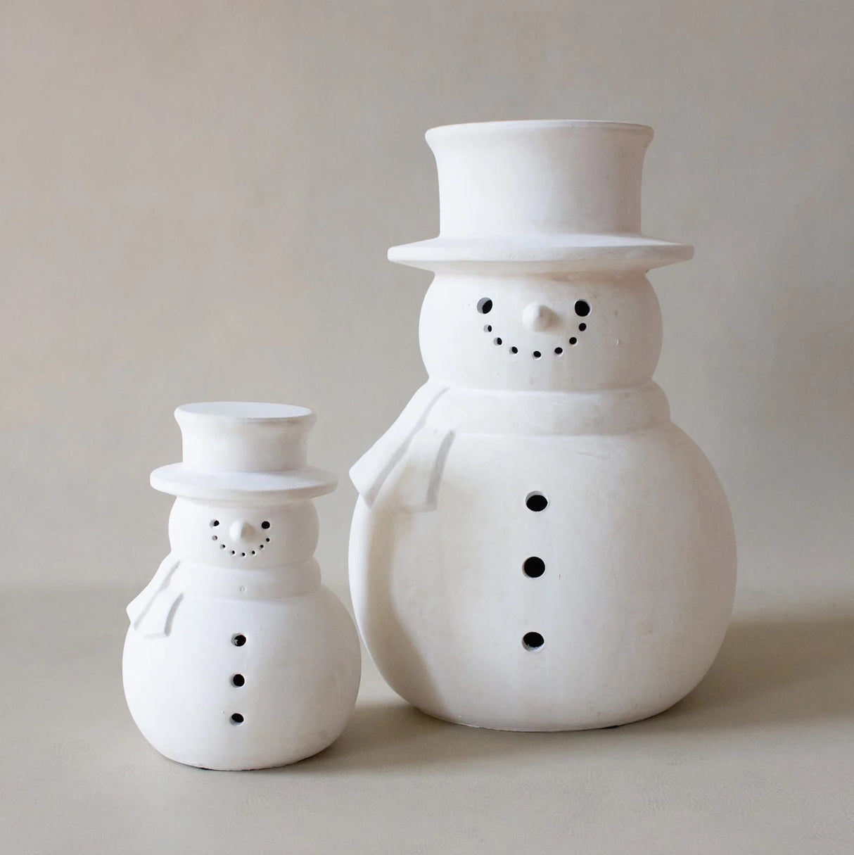 White Terracotta Snowman Figurine | 2 Sizes