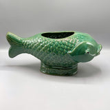 Turquoise Debossed Ceramic Fish Planter
