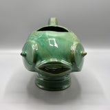 Turquoise Debossed Ceramic Fish Planter