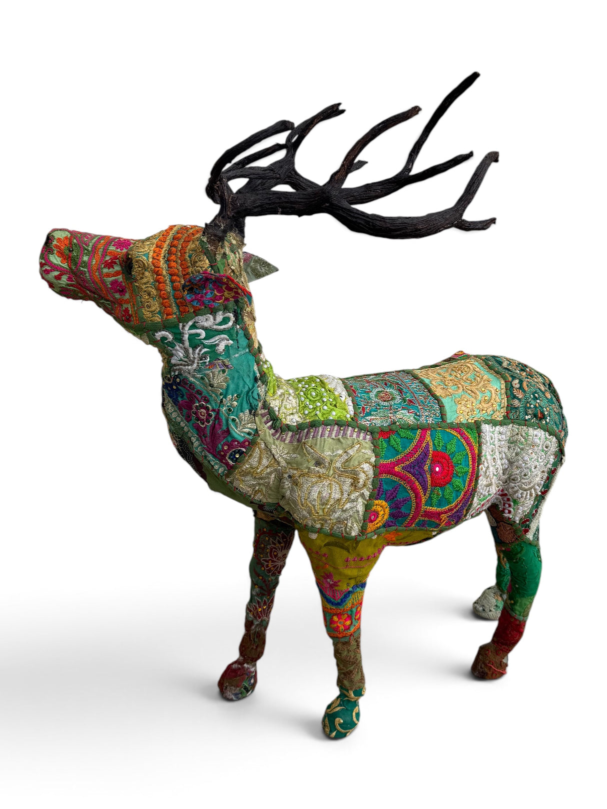Kantha Patchwork Reindeer Figurine